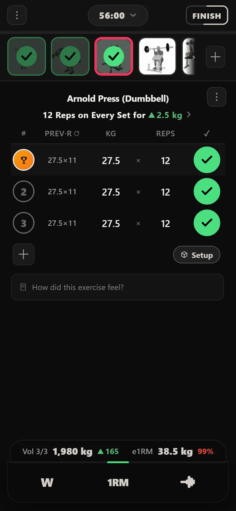 Durata logger showing a double-progression rule chip on an evening pump lift