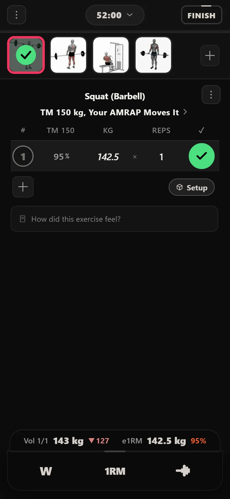 The Rippler week 10 squat in Durata: a single at 95 percent
