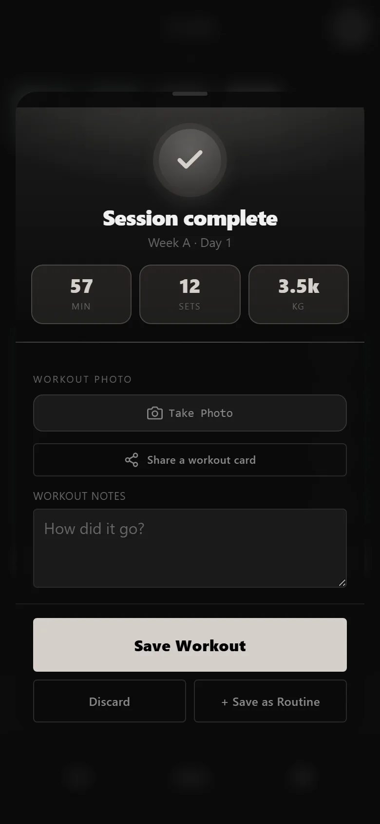 Durata session complete screen for an Ivysaur 4-4-8 workout