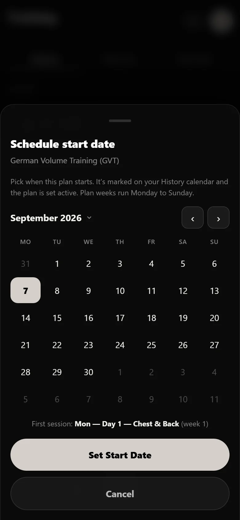 Choosing a start date for a German Volume Training block in Durata