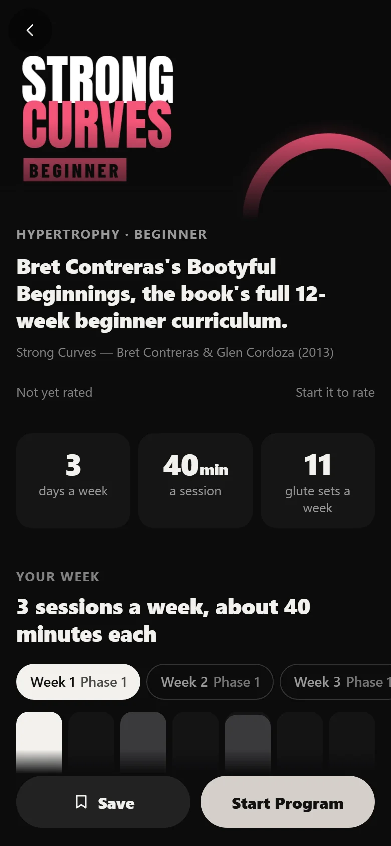Durata program page for Strong Curves (Beginner)