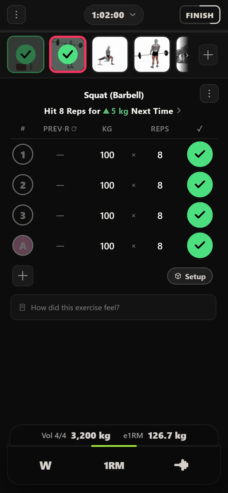 WS4SB 3 max-effort back squat in Durata at 100 kg