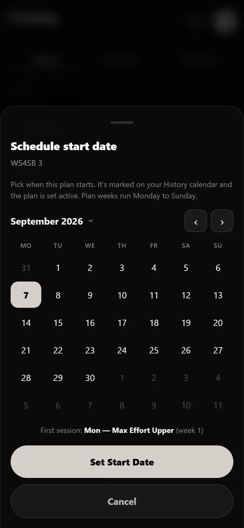 Scheduling the WS4SB 3 start date on the Durata calendar